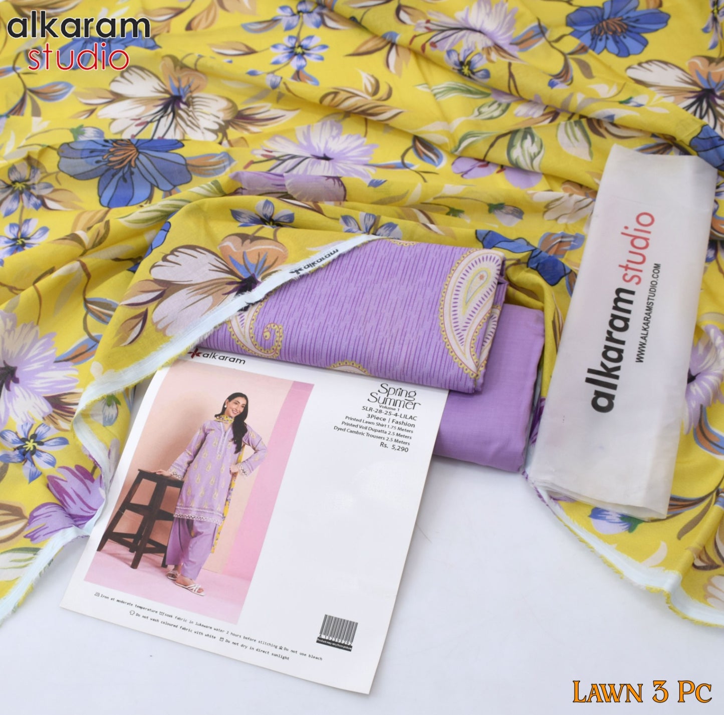 AL KARAM 3 Piece Printed Unstitched Suit AK-01