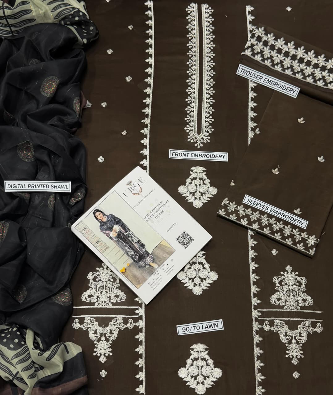 URGE– Luxury Embroidered 3-Piece in Lawn unsticed -23