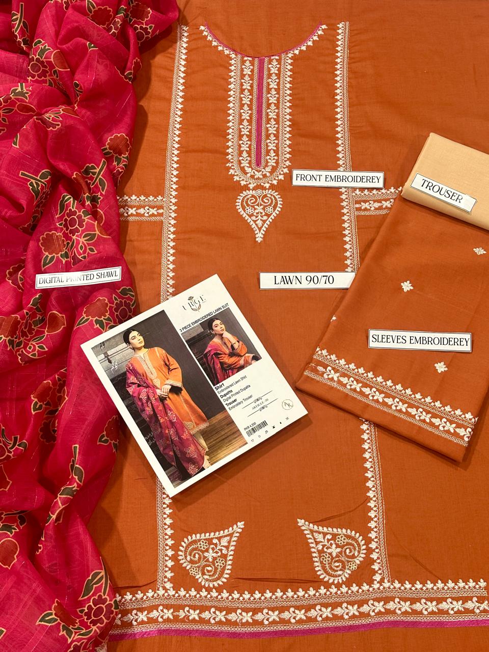 URGE– Luxury Embroidered 3-Piece in Lawn unsticed -11