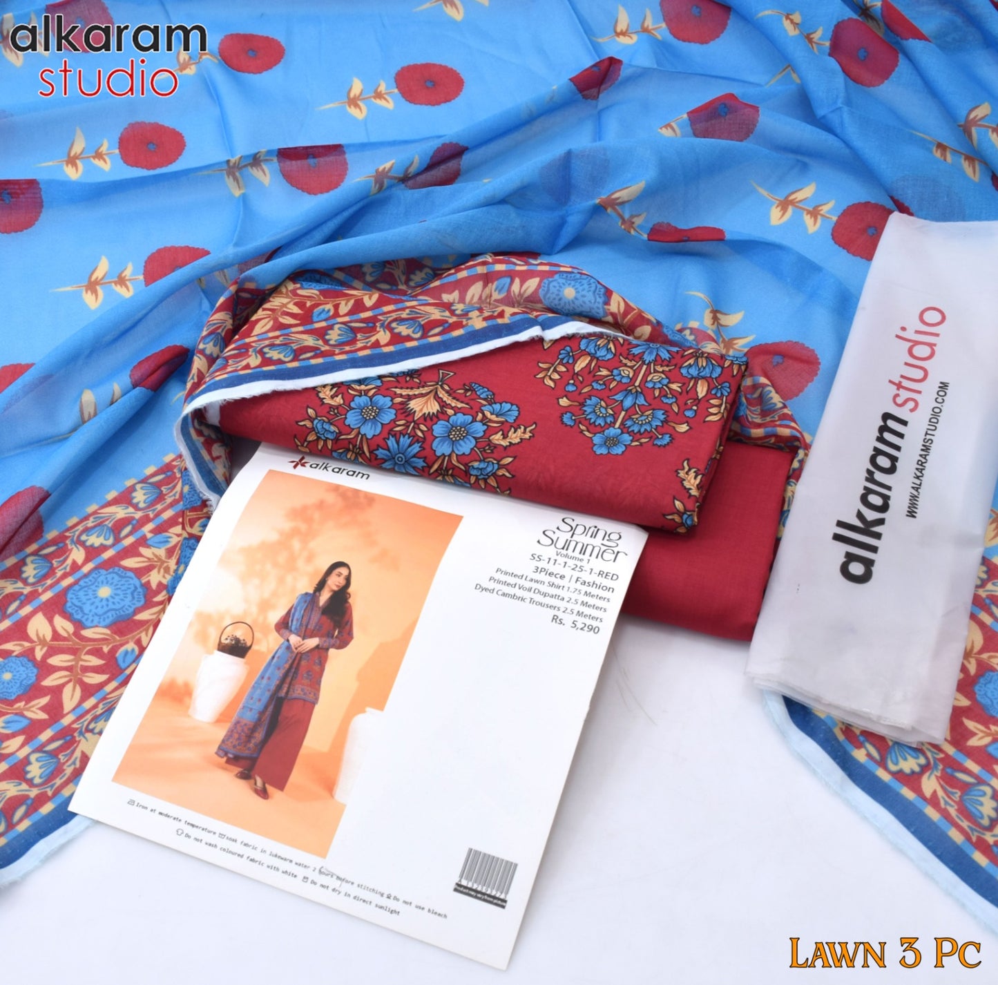 AL KARAM 3 Piece Printed Unstitched Suit AK-04