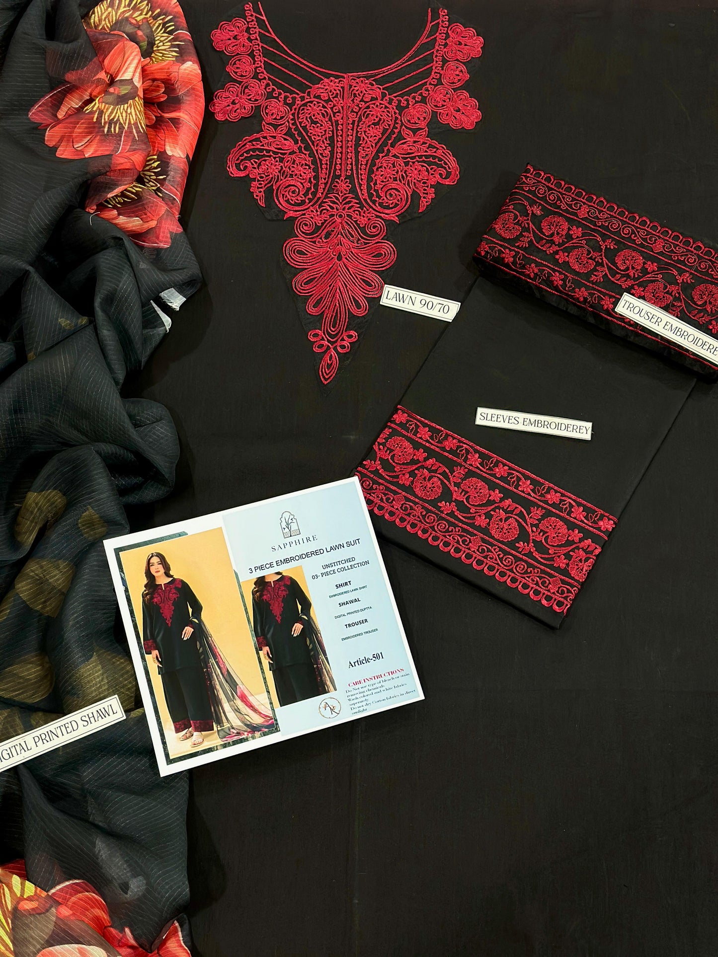 SAPPHIRE– Luxury Embroidered 3-Piece in Lawn unsticed -2