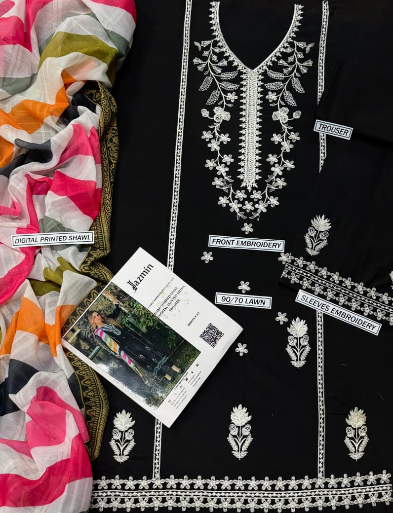 JAZMIN– Luxury Embroidered 3-Piece in Lawn unsticed -26