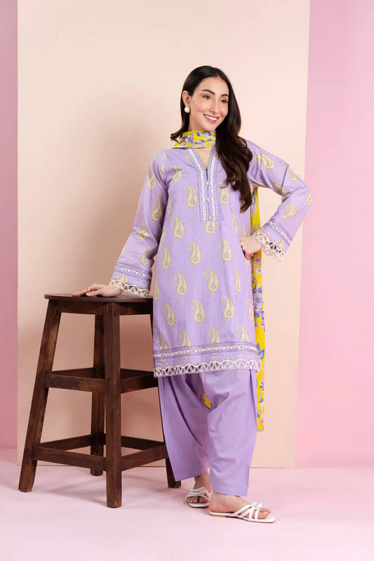 AL KARAM 3 Piece Printed Unstitched Suit AK-01