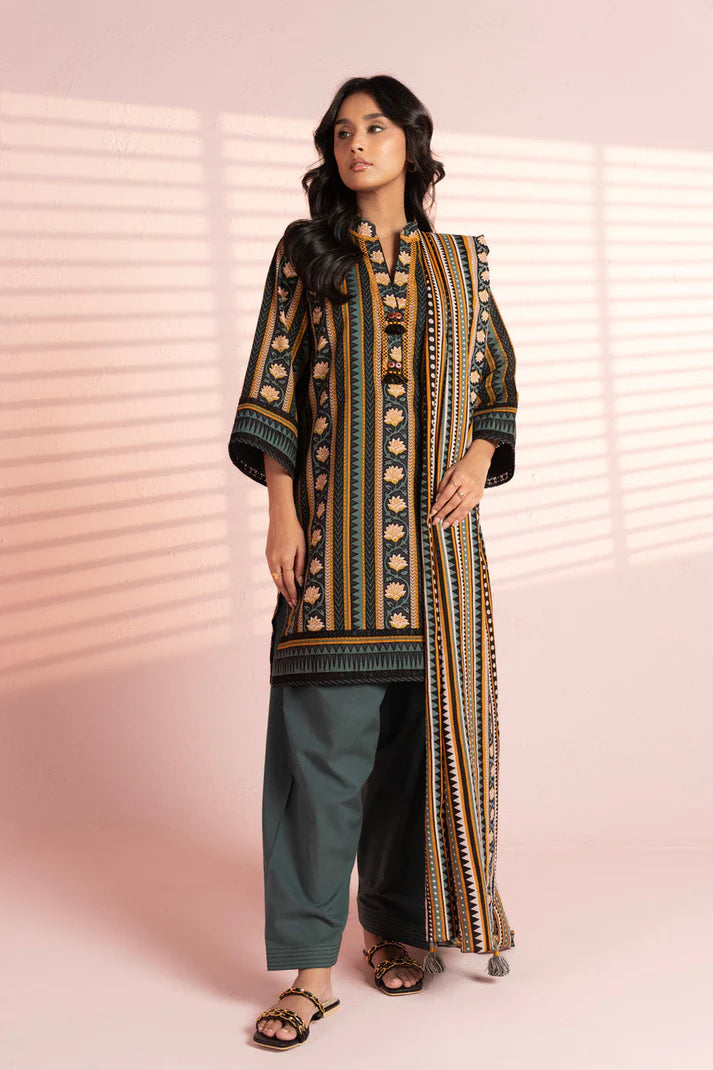 AL KARAM 3 Piece Printed Unstitched Suit AK-10