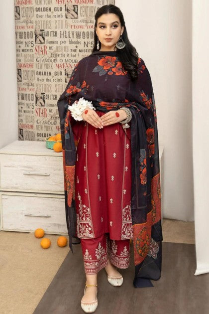 URGE– Luxury Embroidered 3-Piece in Lawn unsticed -5