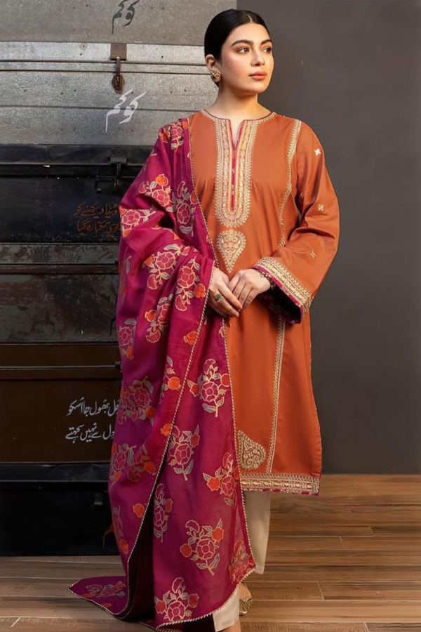 URGE– Luxury Embroidered 3-Piece in Lawn unsticed -11