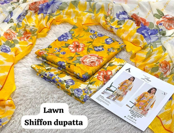 BRAND Printed without patched 3 Piece Unstitched Suit BR-03