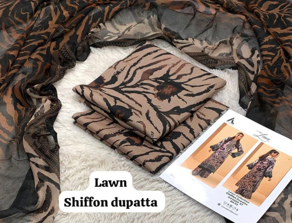 BRAND Printed without patched 3 Piece Unstitched Suit BR-15