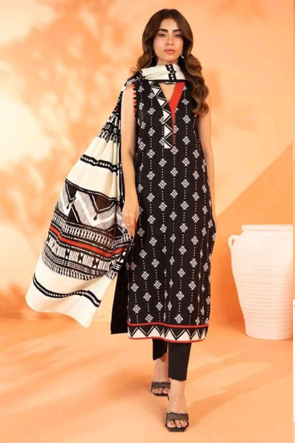 AL KARAM 3 Piece Printed Unstitched Suit AK-08