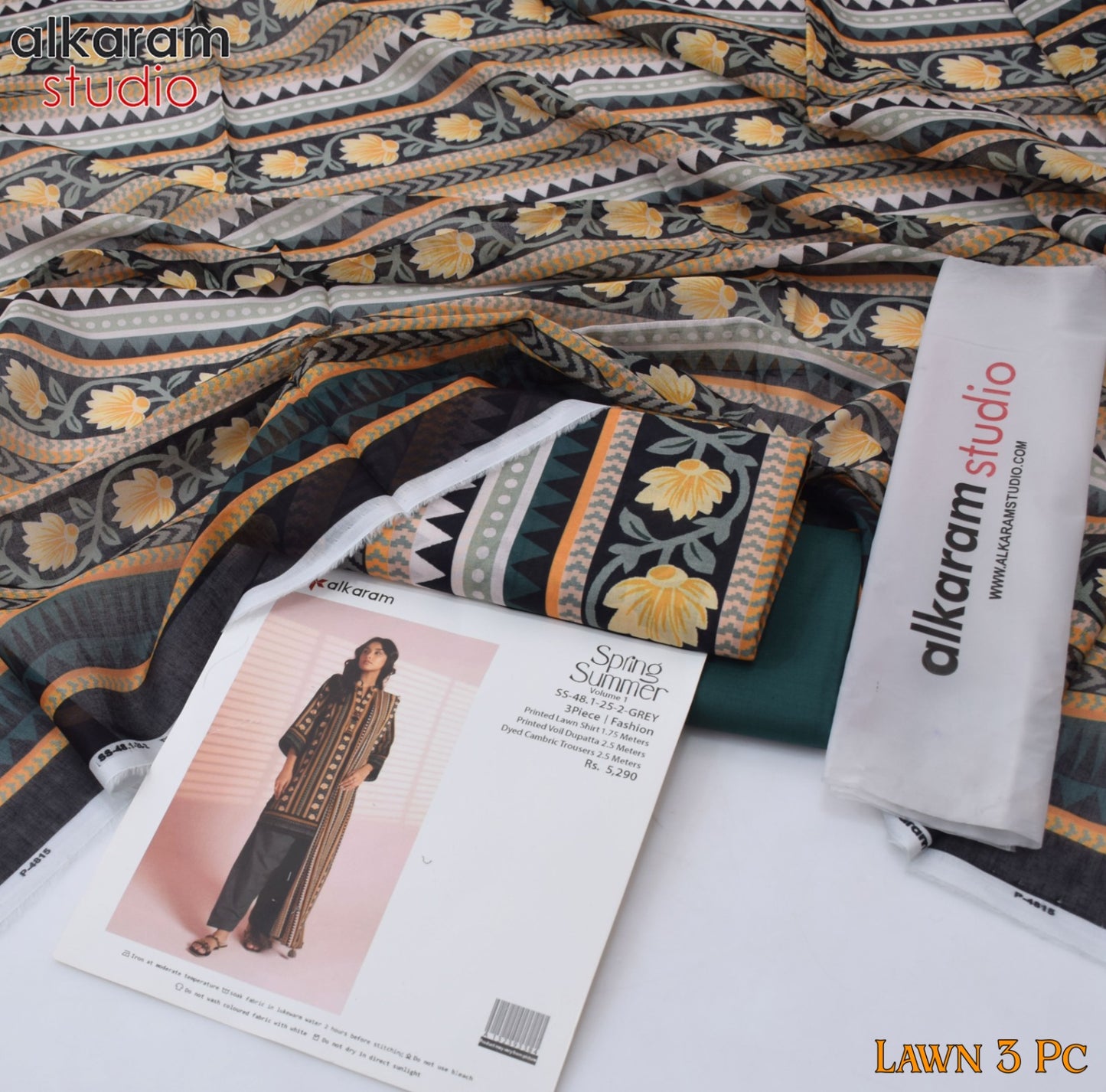 AL KARAM 3 Piece Printed Unstitched Suit AK-10