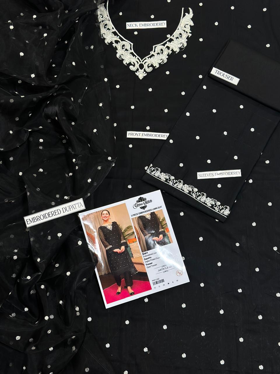 CROSS STITCH– Luxury Embroidered 3-Piece in Lawn unsticed -4