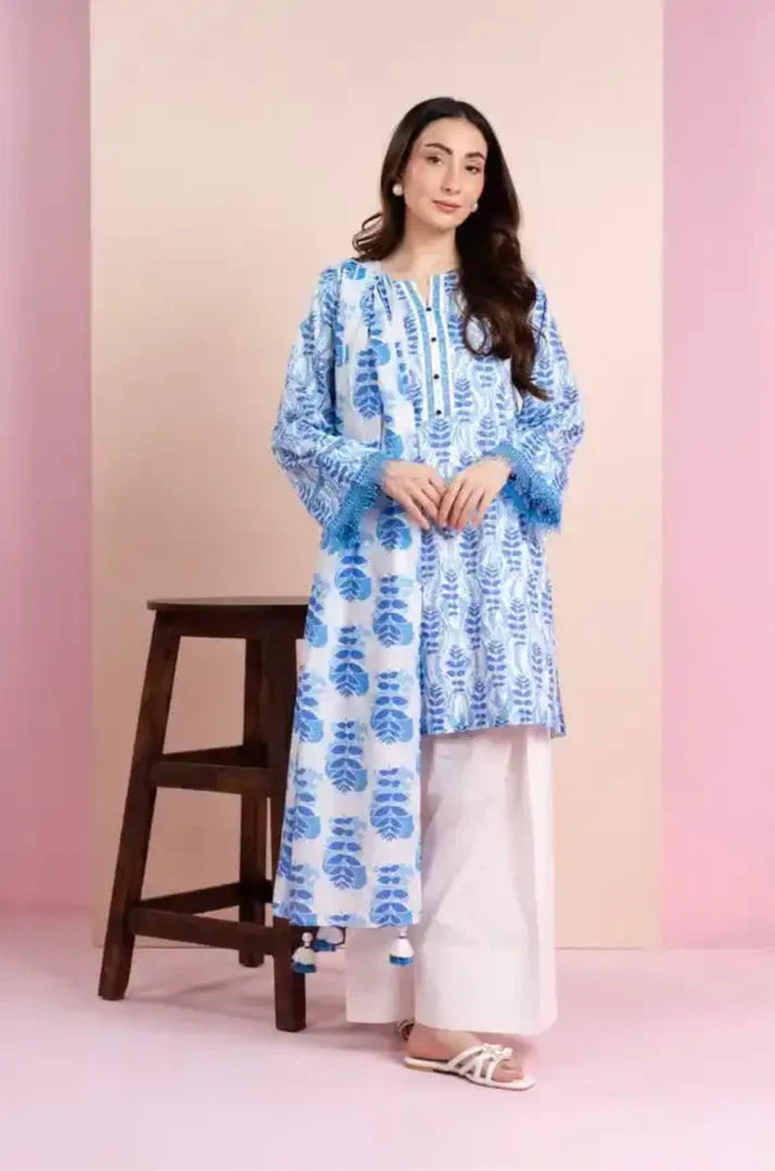 AL KARAM 3 Piece Printed Unstitched Suit AK-03