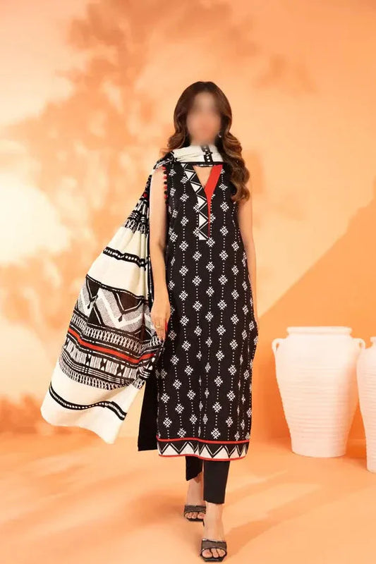 AL KARAM 3 Piece Printed Unstitched Suit AK-08